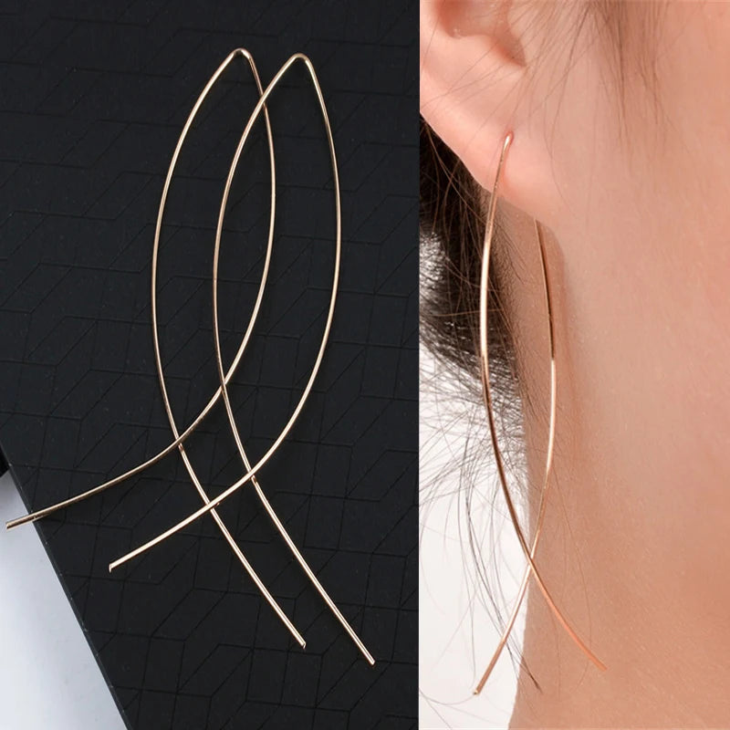 Korean Fashion Emerald Crystal Dangle Earrings for Women Trendy Gold Color Hollow Stud Earring Birthday Gifts Pendientes Mujer