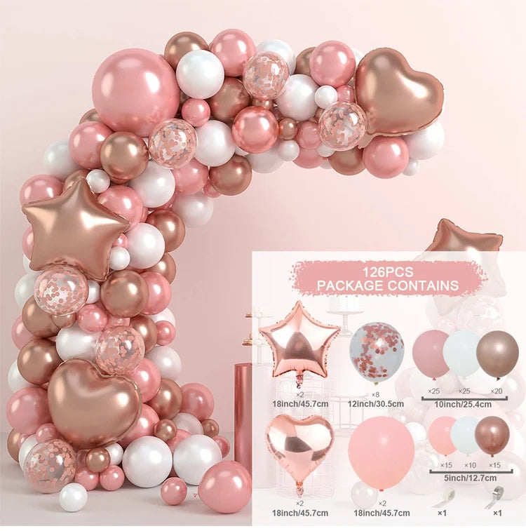 Tender Pink Gold Balloon Garland Arch Kit Wedding Birthday Party Decoration Adult Kids Baby Shower Decor Ballon Wedding Supplies