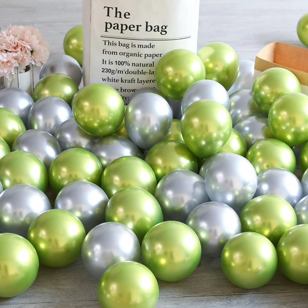 10Pcs 20pcs 5inch Gold Silver Purple Green Blue Metal Balloon Wedding Balloons Happy Birthday Latex Metal Chrome Ballon Decor