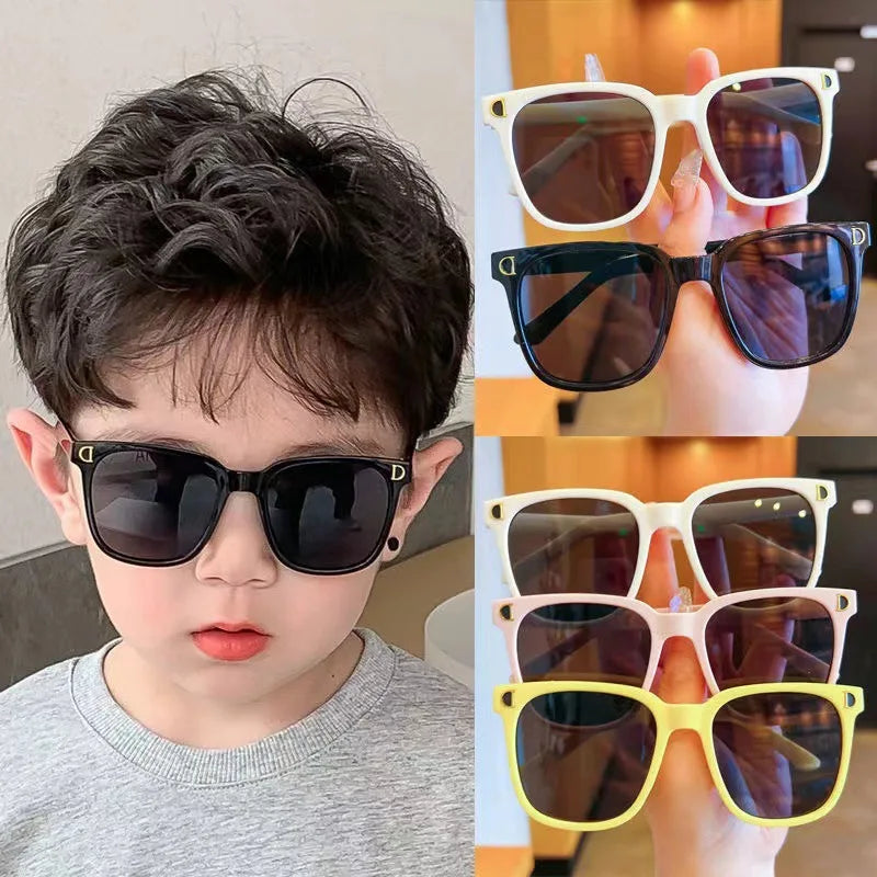 New Kids Fashion Sunglasses Square Polarized Sun Glasses Silicone Flexible Children Glasses Vintage Boys Girls Shades Eyewear