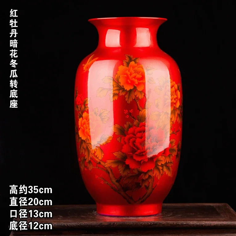 Jingdezhen Black Porcelain Flower Vase Crystal Glaze Handmade Shining Rose Vases Chinese Style Home Decor