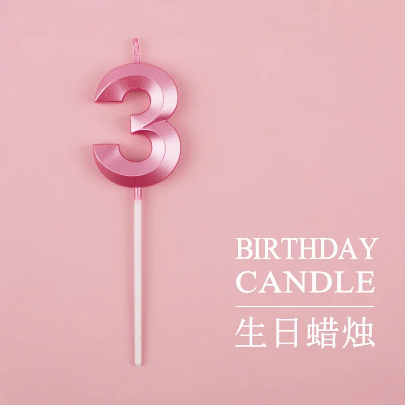 Birthday Digital Cake Candle Opera House Candles Golden Pink Blue Diamond Number Birthday Party Candles Creative Decoration