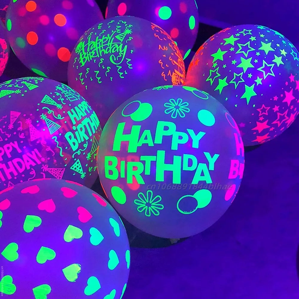 10Pcs 12Inch Fluorescent Balloons Neon Glow Latex Balloons Wedding Birthday Party Decor Glow Baloon Baby Shower Kids Gifts