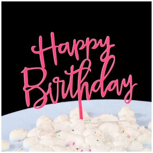 Rose Gold Happy Birthday Cake Topper Acrylic Letter Cupcake Topper for Boys Birthday Party Cup Cake Toppers Decorating Supplies