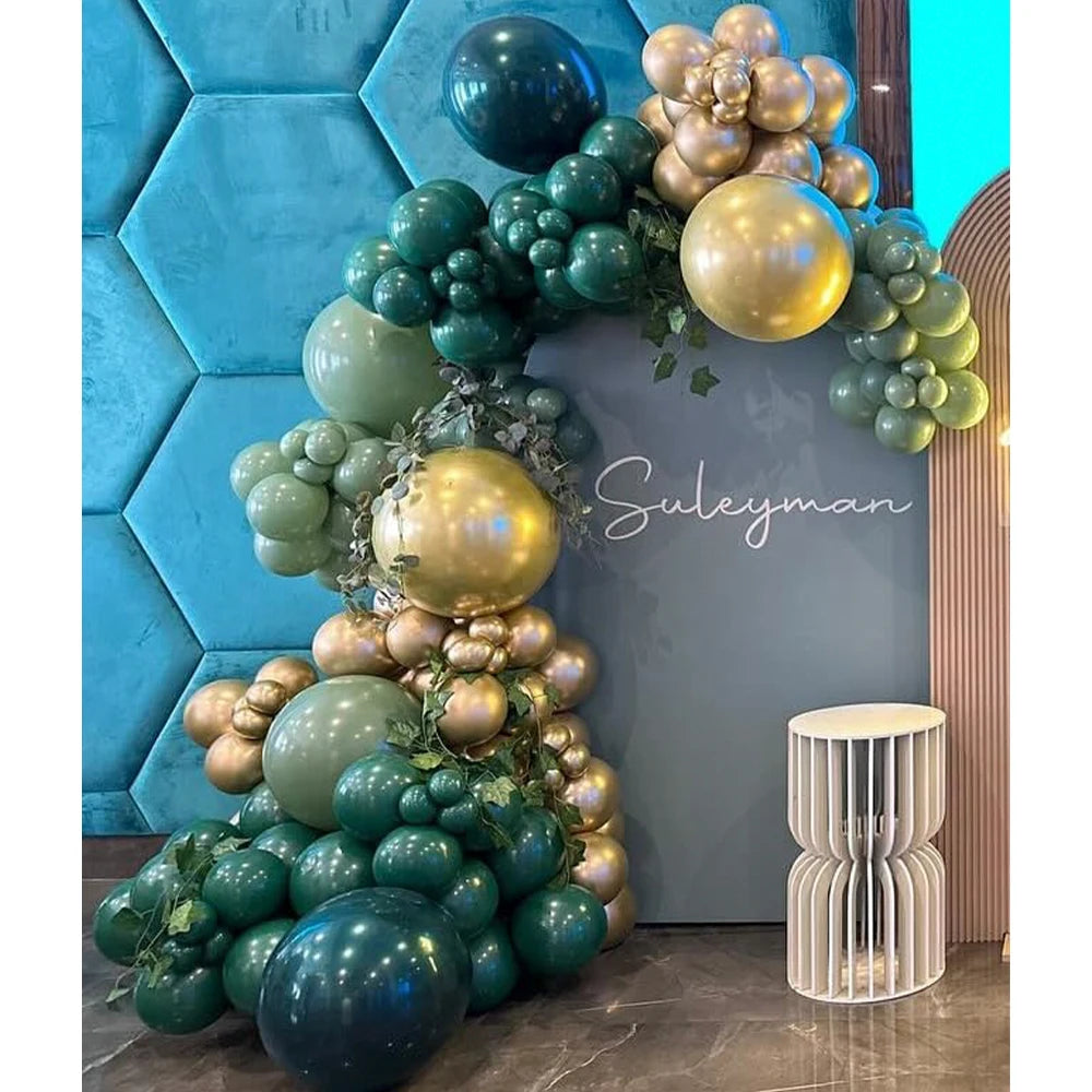 99pcsBalloons Garland Arch Kit with Green Gold Balloons for Engagement Wedding Birthday Baby Shower Gender Reveal Decor