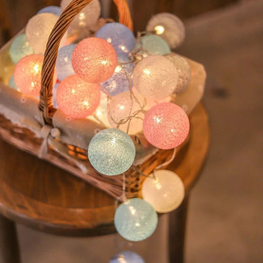 10 LED Cotton USB Balls String Christmas Fairy Lights Novelty Lamp Chain for Home Outdoor Garland Wedding Party Decoration