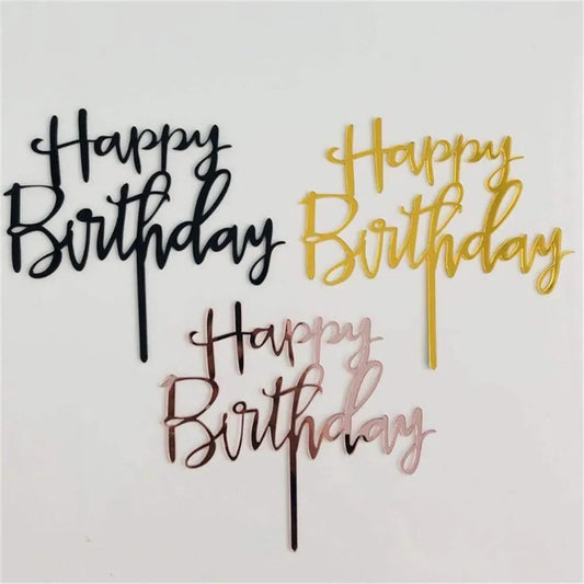 Rose Gold Happy Birthday Cake Topper Acrylic Letter Cupcake Topper for Boys Birthday Party Cup Cake Toppers Decorating Supplies