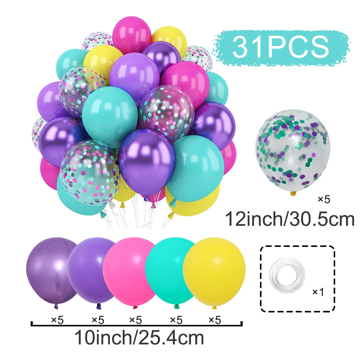 31/36/37/51/101Pcs Metallic Balloons Pearl White Latex Balloon Gold Confetti Balloons for Birthday Weddings Party Decorations