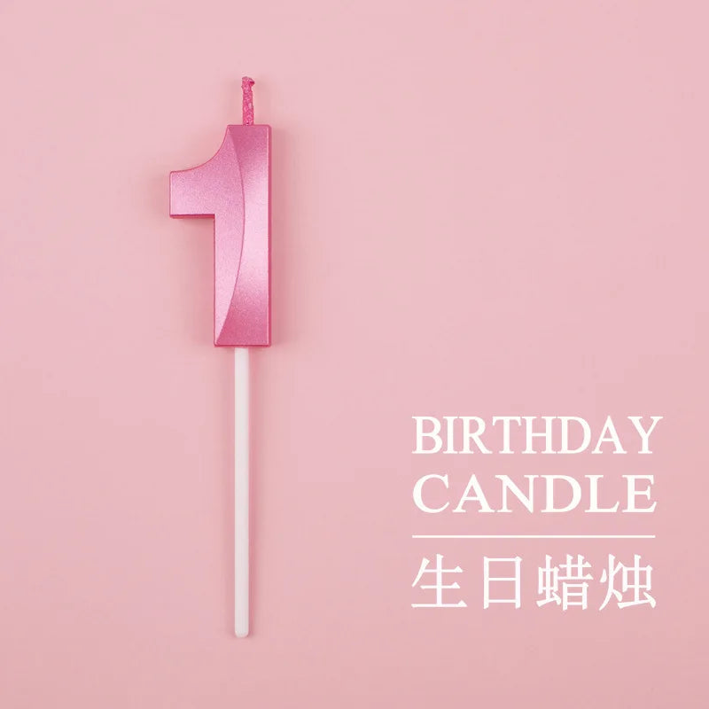Birthday Digital Cake Candle Opera House Candles Golden Pink Blue Diamond Number Birthday Party Candles Creative Decoration