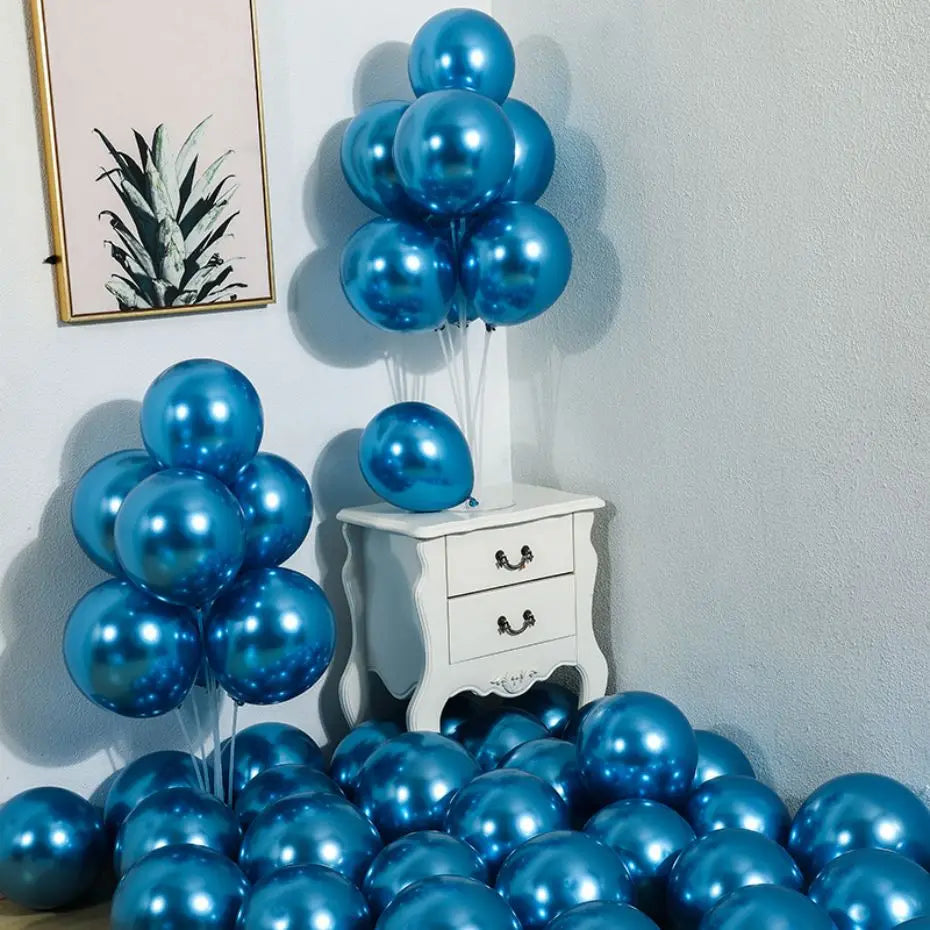 5Inch 10Pcs Latex Balloon Gold Silver Black Pink Xmax Balloon Wedding Happy Birthday Metallic Chrome Balloon Decoration