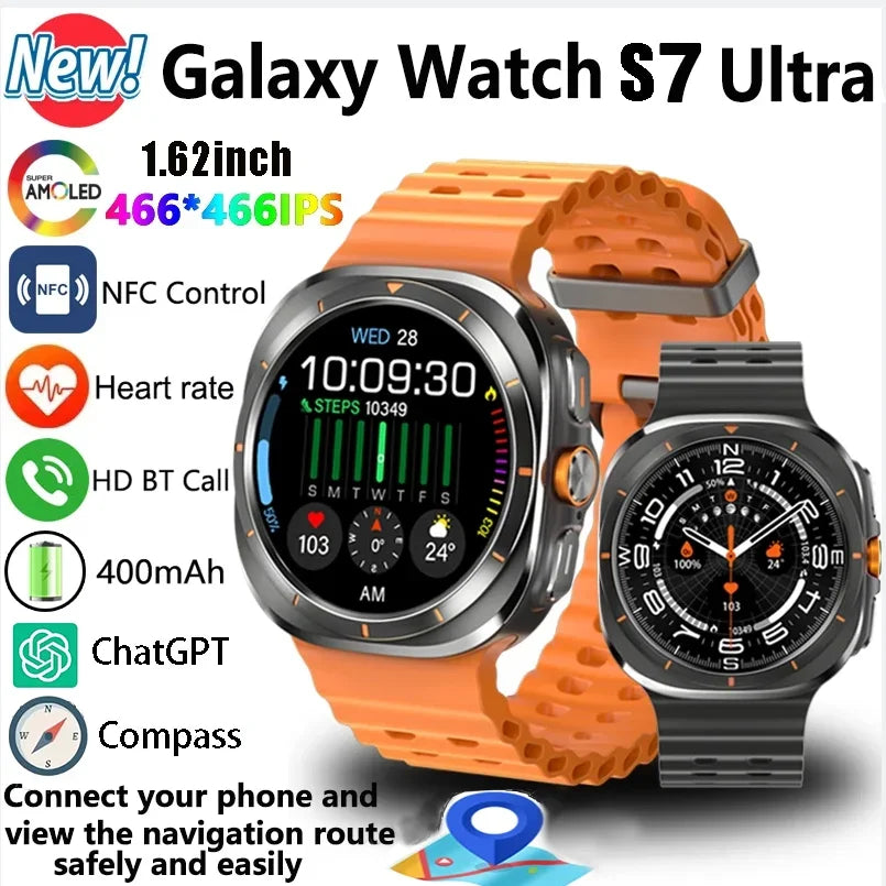 For Samsung Galaxy Watch 7 Ultra AMOLED IP68 GPS Compass NFC BT Call Smart Watch Outdoor Sports Man Galaxy 6 Upgraded Smartwatch
