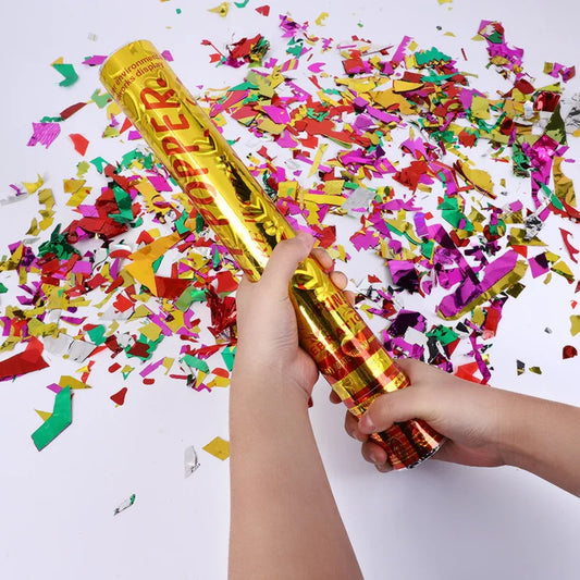 Confetti Cannons Party Poppers, Pink, Rose Gold and White Foil Confetti,  Confetti Poppers for Graduation, Birthdays Party