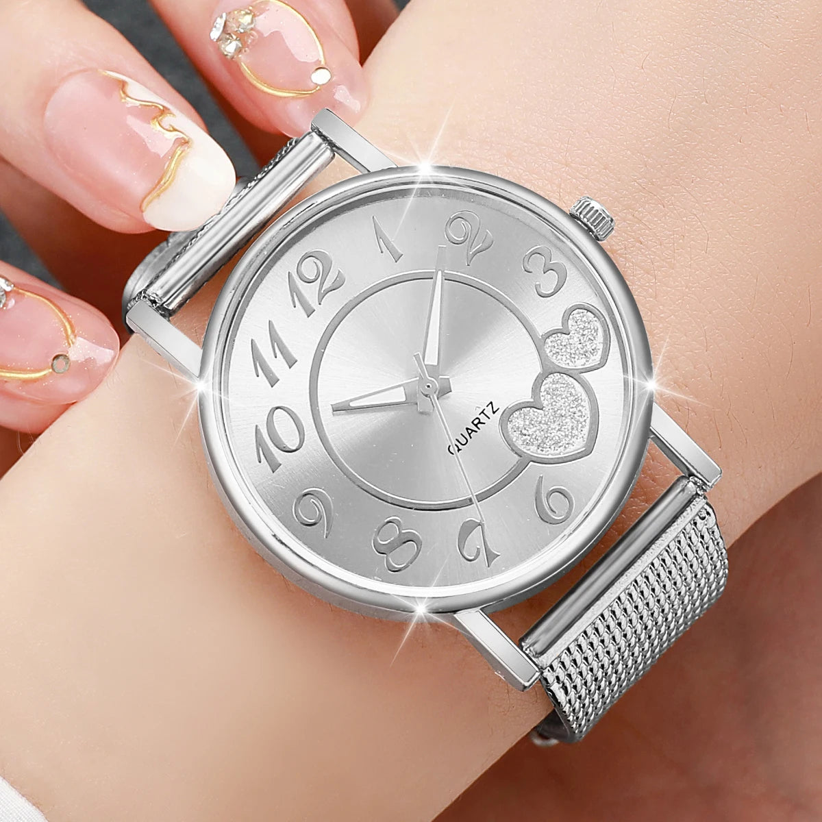 3pcs/set Women Fashion Plastic Strap Quartz Watch Rose Gold Gold Silver Set-3 Tone Colors Graceful look & Perfect For Gift