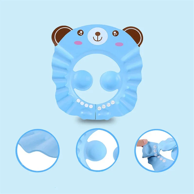 Baby Shower Soft Cap Adjustable Hair Wash Hat for Kids Ear Protection Safe Children Shampoo Bathing Shower Protect Head Elegant Bathing Cap Kids