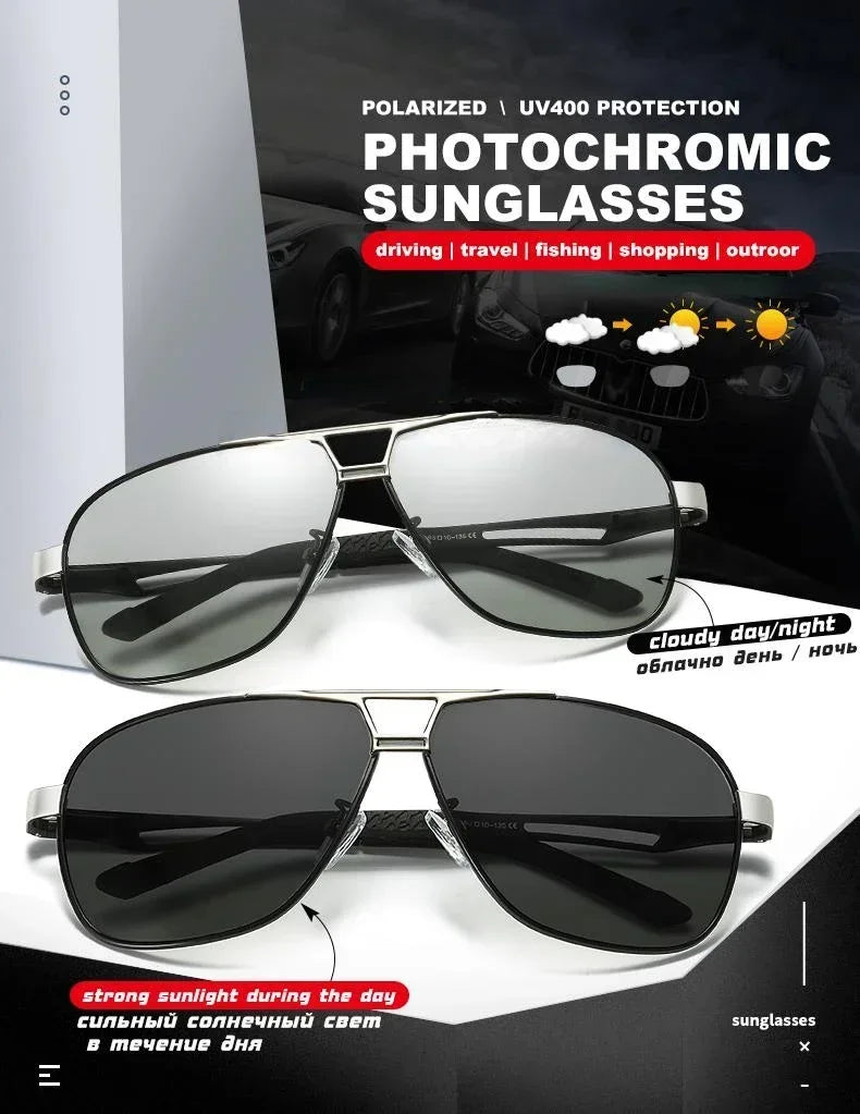 Photochromic Polarized Sunglasses for Men Fashion Sun Glasses Men Women Luxury Driving Classic Cycling Sunglasses 2024