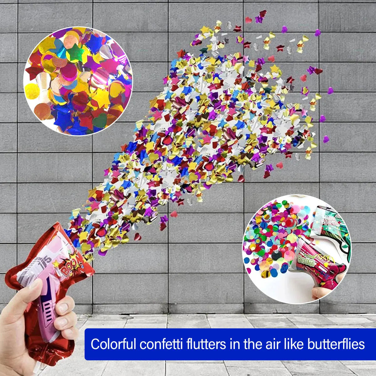 10/20/30/40Pcs Handheld Confetti Multicolor Inflatable Confetti Supply Party Popper Props for Birthday Graduation Party Props