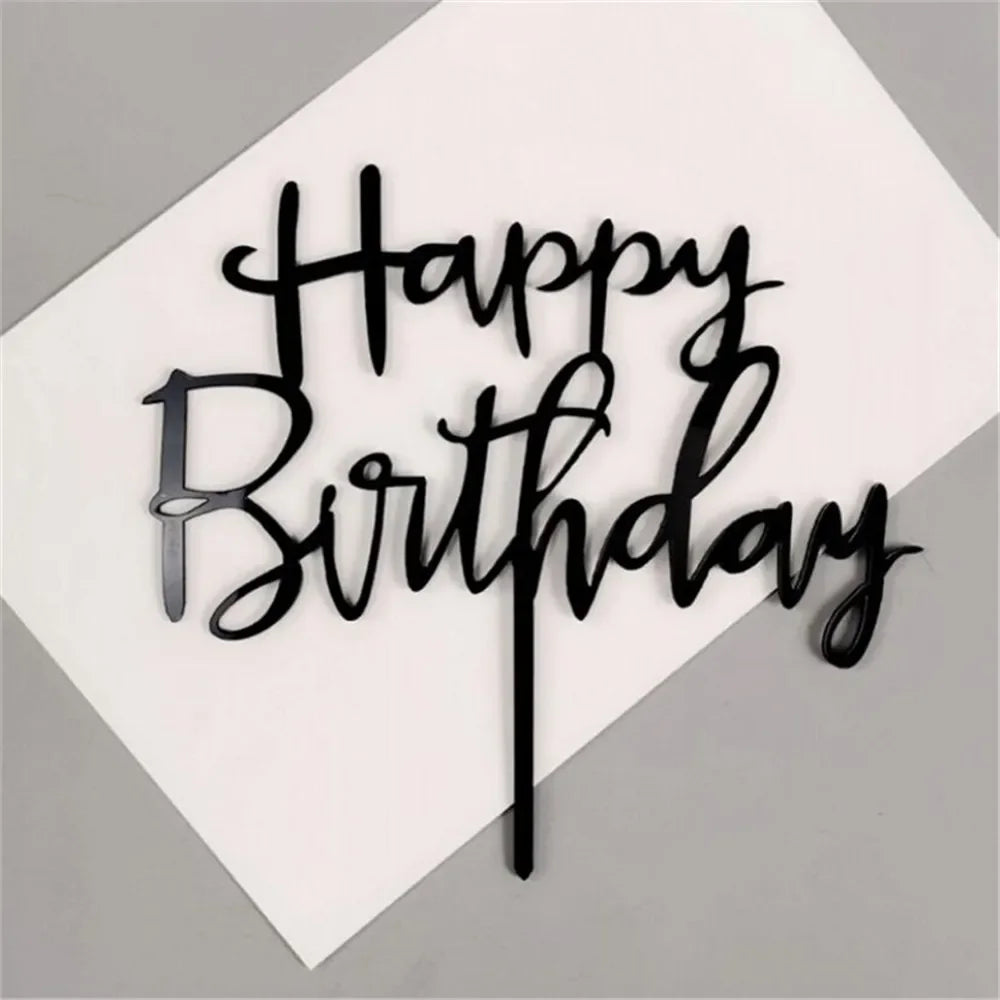Rose Gold Happy Birthday Cake Topper Acrylic Letter Cupcake Topper for Boys Birthday Party Cup Cake Toppers Decorating Supplies