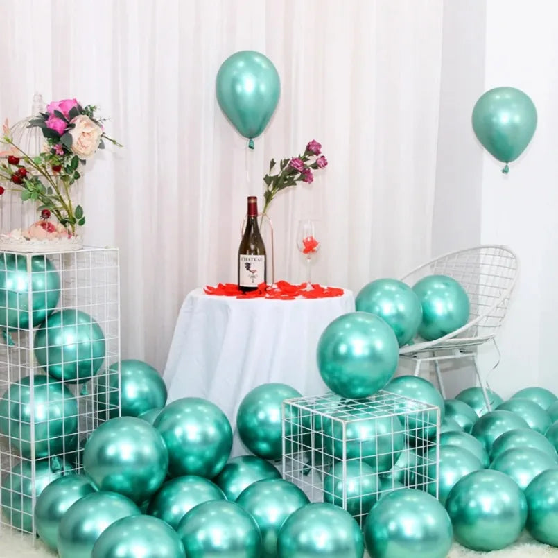 5Inch 10Pcs Latex Balloon Gold Silver Black Pink Xmax Balloon Wedding Happy Birthday Metallic Chrome Balloon Decoration