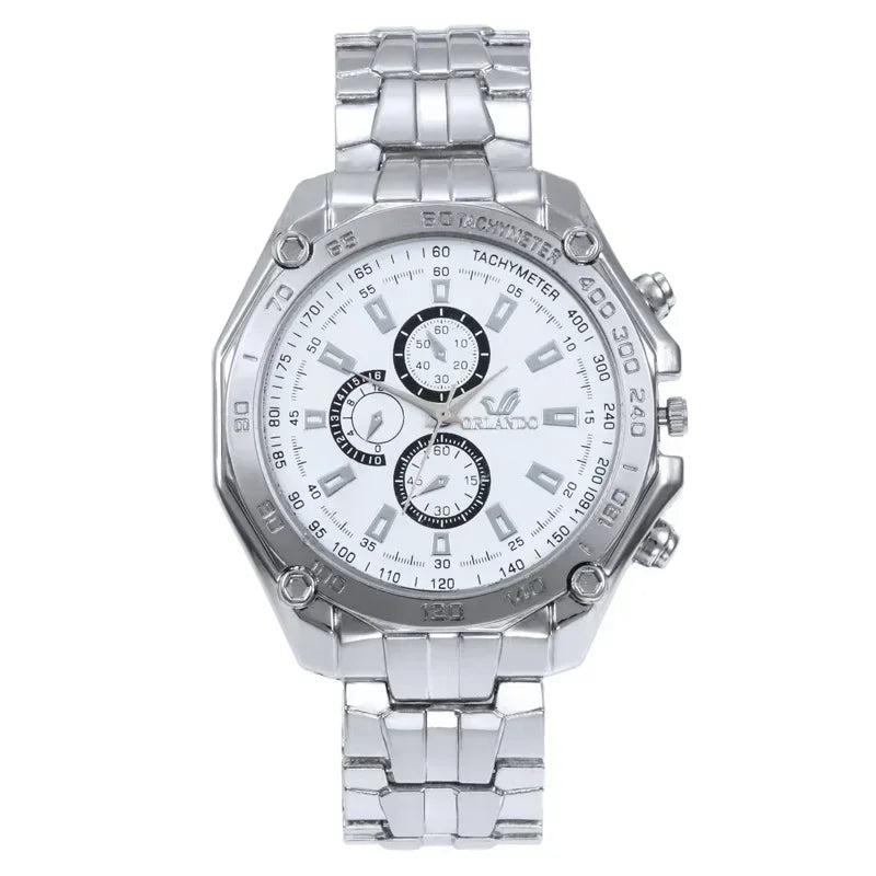Men Watches Quartz Silver-gold Stainless Steel Wristwatch Male Clock Classic Business Pilot Luxury Automatic Watch
