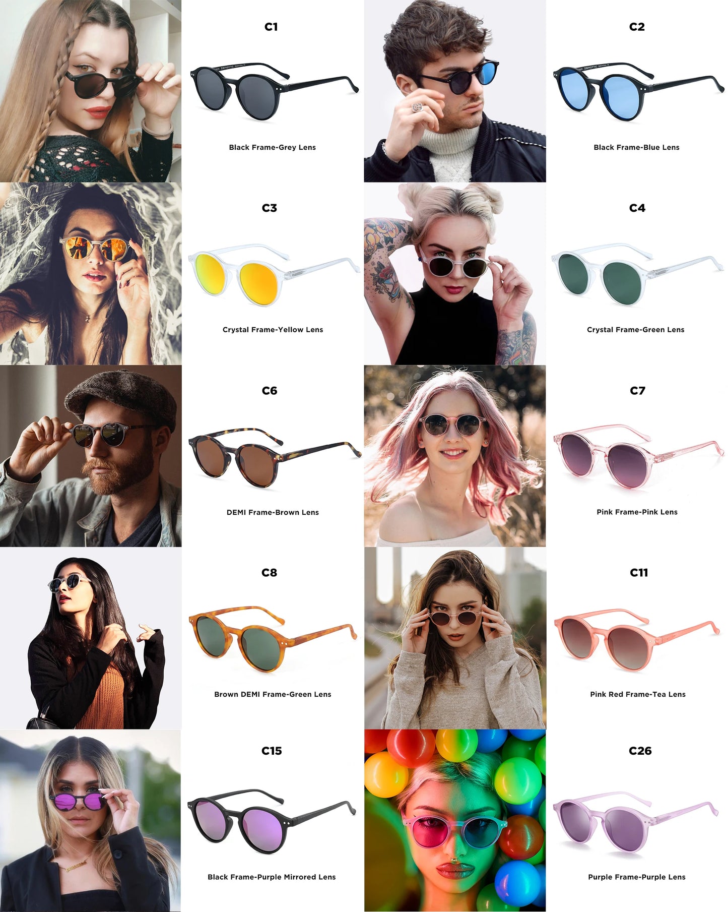 ZENOTTIC (S Size) Retro Circular Polarized Sunglasses 2024 Men Women Vintage Small Round Sun Glasses UV400 Goggles Shades
