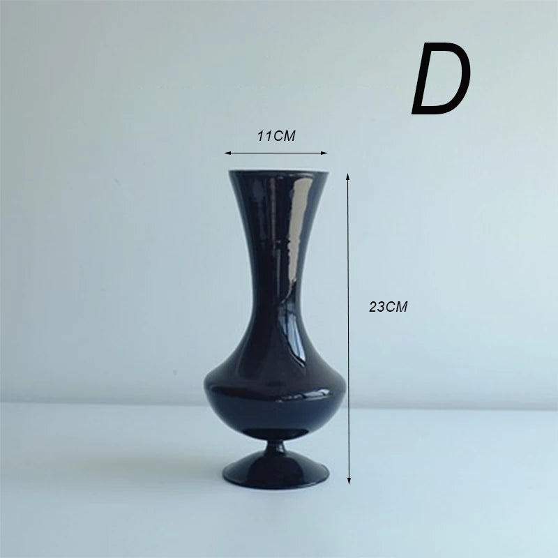 Creative Glass Hydroponic vase black candlestick glass candle stand Nordic Desktop Floral Arrangements Home Decoration Art