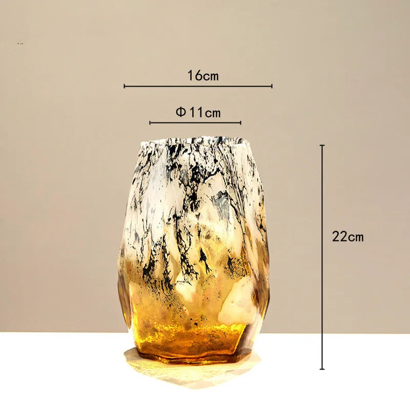 Glass Vase Irregular Gradients Speckled Black Glass Bottle Fruit Bowl Desktop Organization Organization Terrarium Vases Pots
