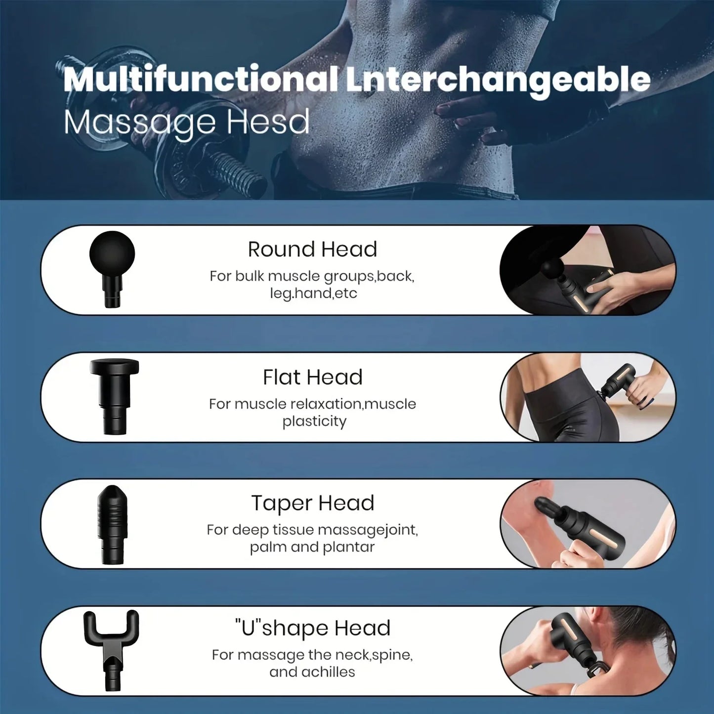 Xiaomi Mini Fascia Gun Tissue Massager Portable Lightweight Body Massage with LED Touch Screen 4 Replaceable Massage Heads 2024