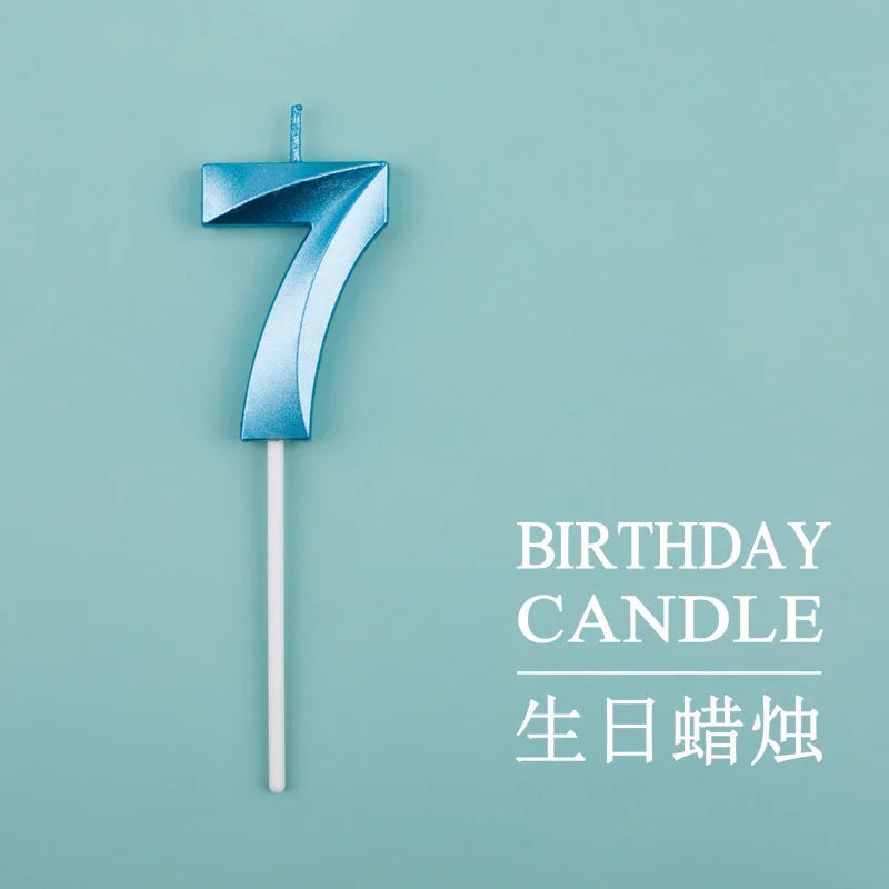 Birthday Digital Cake Candle Opera House Candles Golden Pink Blue Diamond Number Birthday Party Candles Creative Decoration