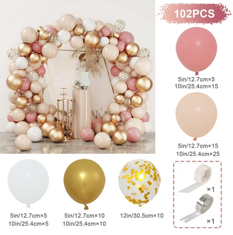 Tender Pink Gold Balloon Garland Arch Kit Wedding Birthday Party Decoration Adult Kids Baby Shower Decor Ballon Wedding Supplies