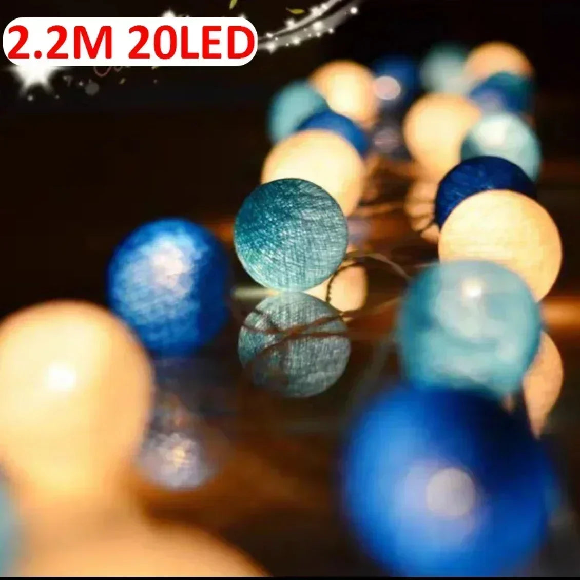 LED Cotton Balls String Lights Chain Strings Light Fairy Garland Lighting for Home Outdoor Garden Wedding Party Christmas Decor