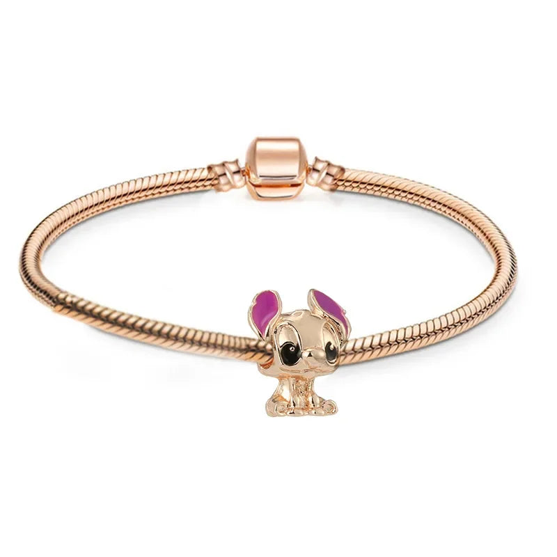 Disney Cartoon Mickey Minnie Mouse Bracelet for Women Copper Beaded Bracelet Accessories Girl Birthday Gift