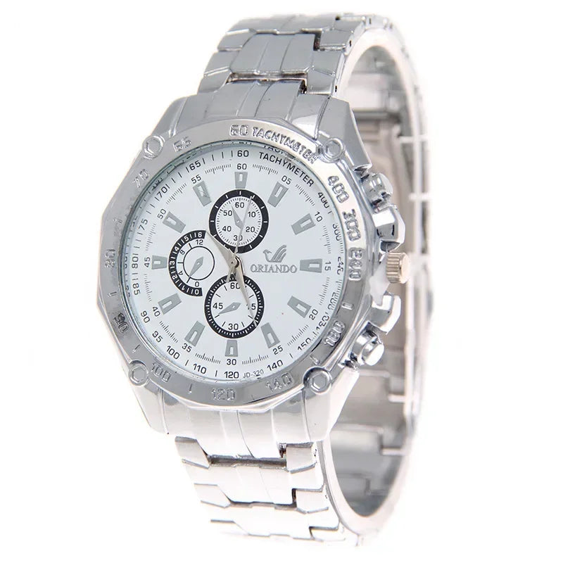 Men Watches Quartz Silver-gold Stainless Steel Wristwatch Male Clock Classic Business Pilot Luxury Automatic Watch