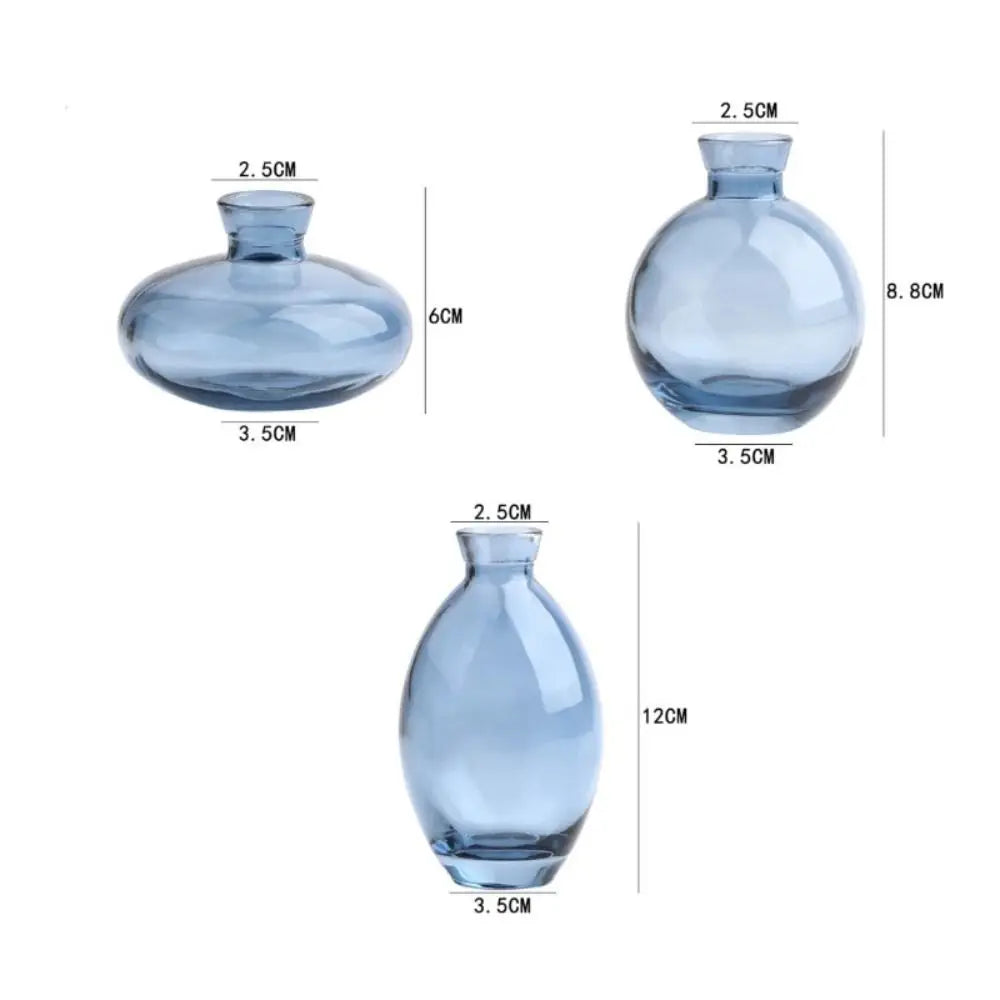 Simple Mini Glass Flower Vase Desktop Transparent Hydroponic Plant Bottle Living Room Flower Arrangement Pot Home Decoration