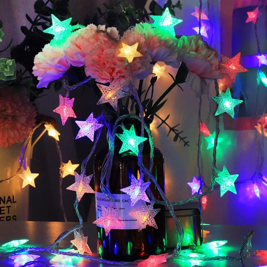 1.5m/3m LED Star String Lights Christmas Garland Battery USB Powered Wedding Party Curtain String Fairy Lamps For Home