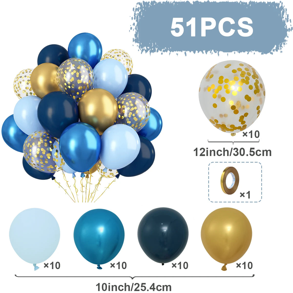 31/36/37/51/101Pcs Metallic Balloons Pearl White Latex Balloon Gold Confetti Balloons for Birthday Weddings Party Decorations