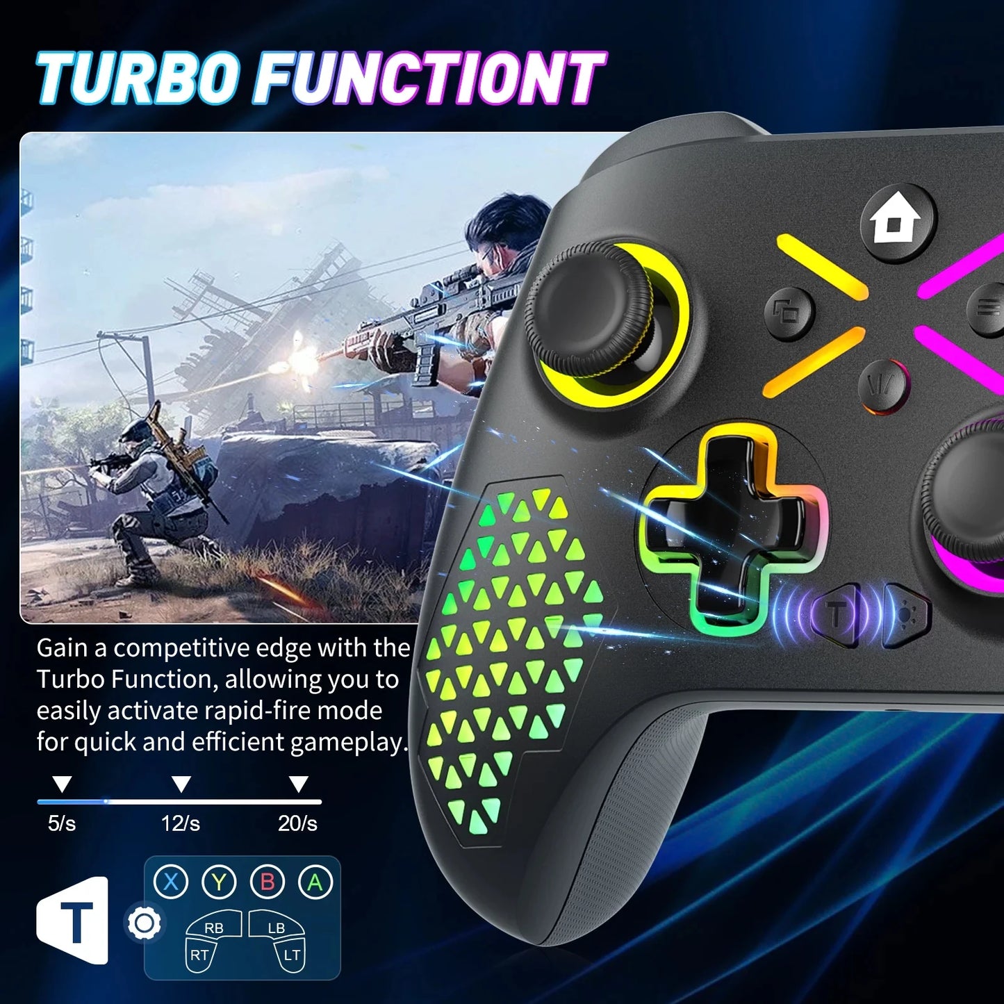 Wireless Xbox One Controller for Xbox with RGB LED Backlight Compatible with Xbox One, XboxOne X/S, Xbox Series X/S ,Windows PC