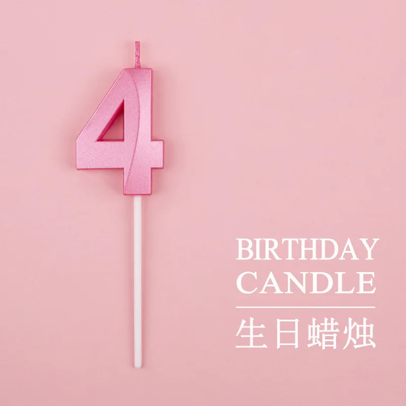 Birthday Digital Cake Candle Opera House Candles Golden Pink Blue Diamond Number Birthday Party Candles Creative Decoration