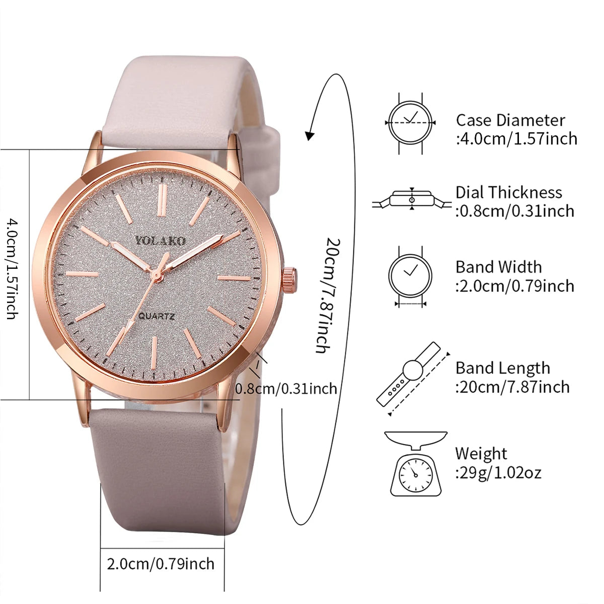 5pcs/set Fashion Women Leather Strap Quartz Watch and Love Heart Jewelry Set-Elegant design & Occasional Product