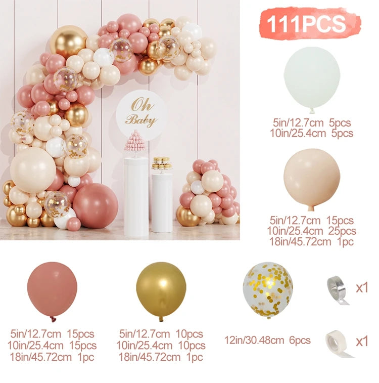 Tender Pink Gold Balloon Garland Arch Kit Wedding Birthday Party Decoration Adult Kids Baby Shower Decor Ballon Wedding Supplies