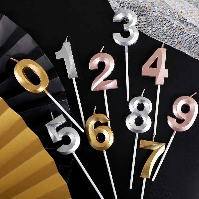 Birthday Digital Cake Candle Opera House Candles Golden Pink Blue Diamond Number Birthday Party Candles Creative Decoration