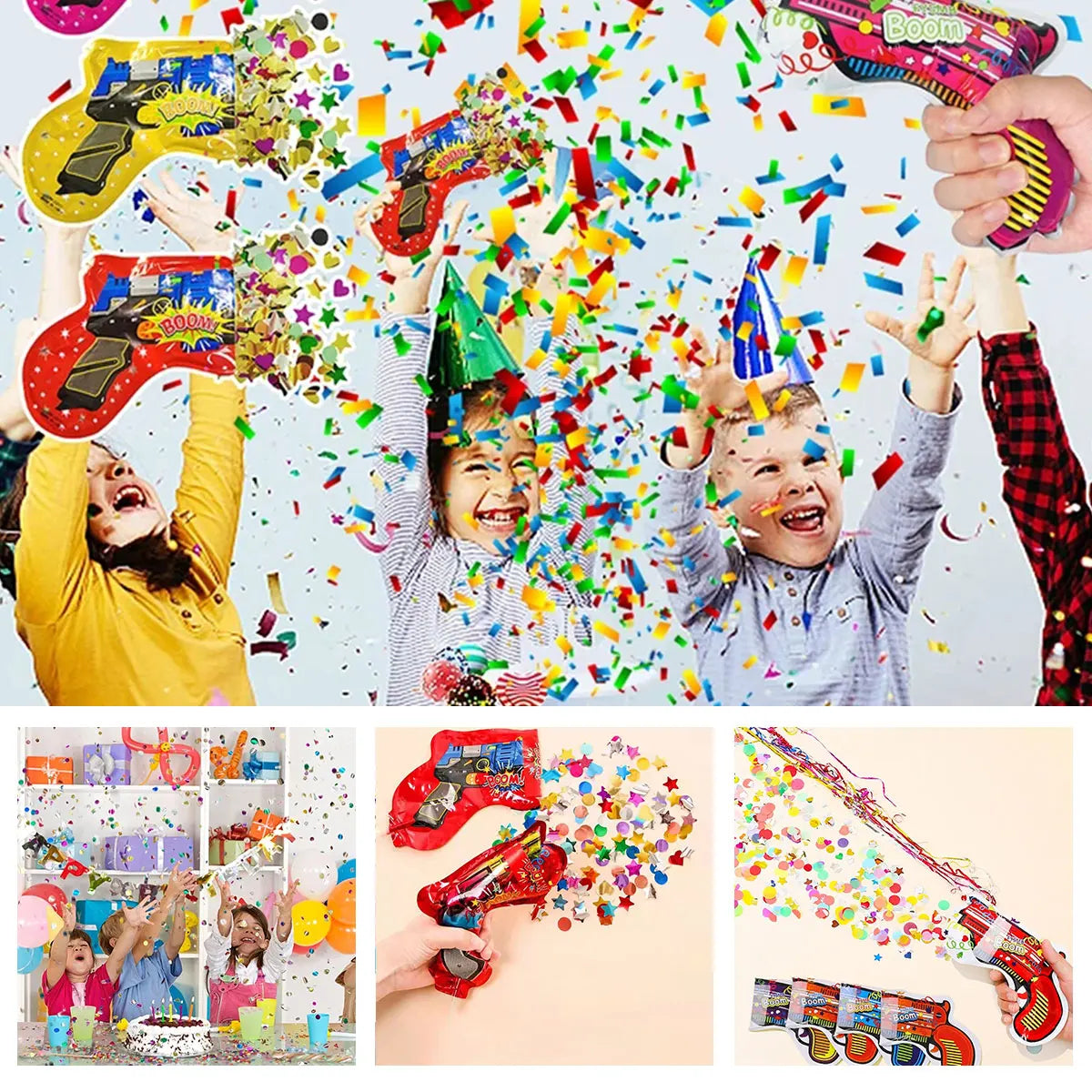 10/20/30/40Pcs Handheld Confetti Multicolor Inflatable Confetti Supply Party Popper Props for Birthday Graduation Party Props