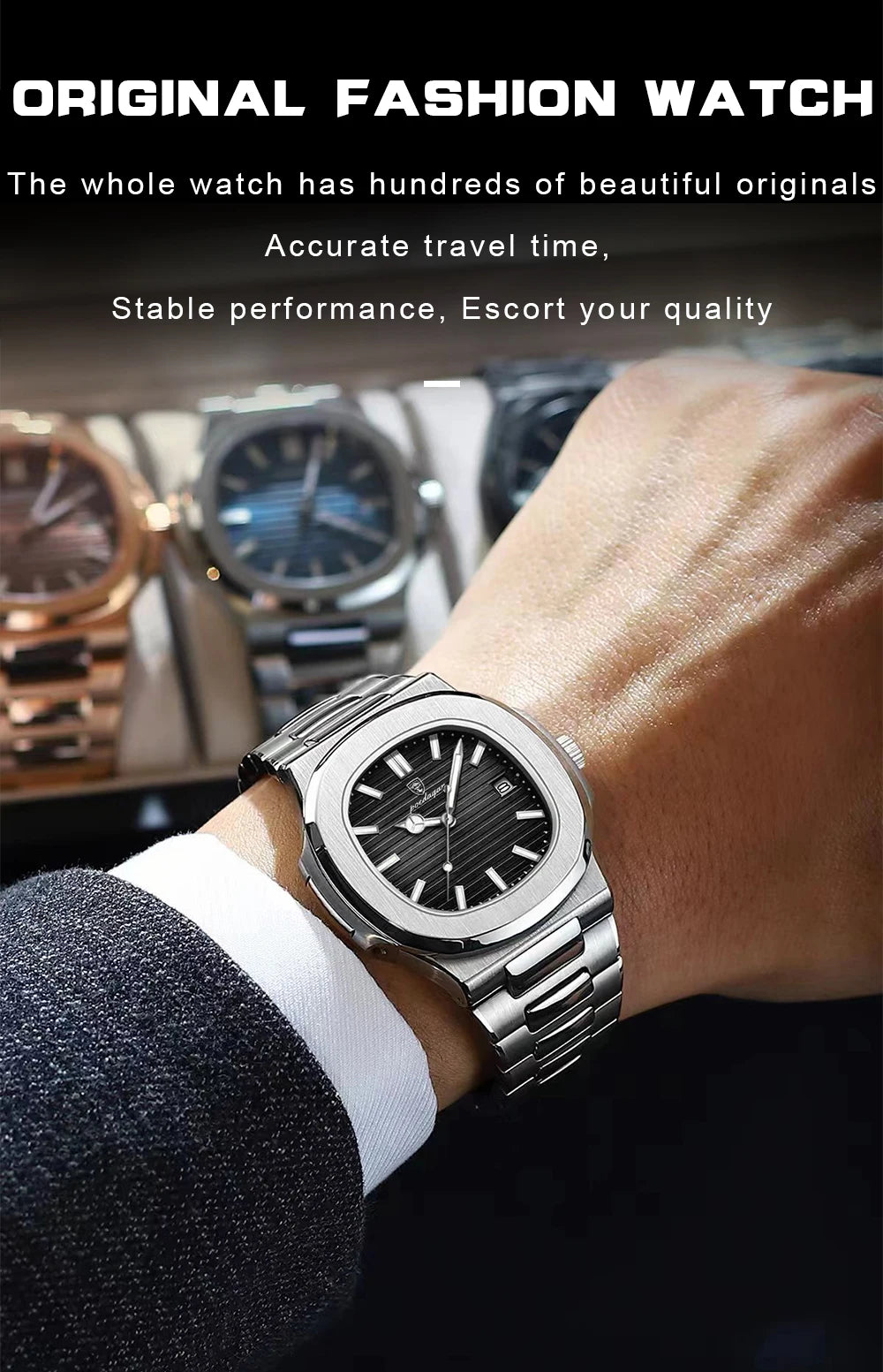 2023 New POEDAGAR Luxury Watch Business Waterproof Male Luminous  Stylish Stainless Steel Square Quartz Men Watch Premium Quality