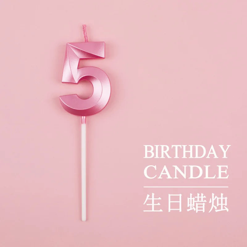 Birthday Digital Cake Candle Opera House Candles Golden Pink Blue Diamond Number Birthday Party Candles Creative Decoration