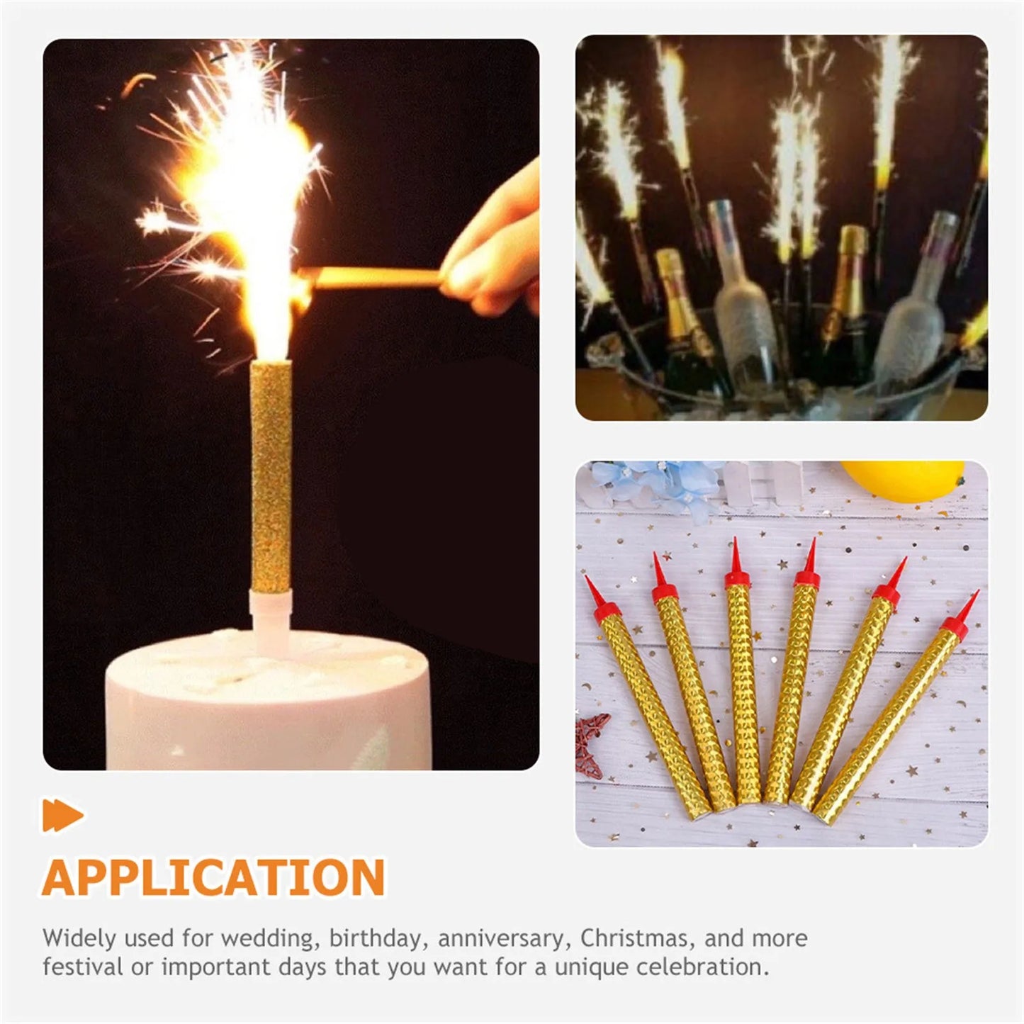King Of Sparklers Pack Of 6 Gold Wrapping Sparkling Candles For Birthday Wedding Anniversary Halloween Party Candle