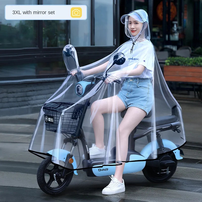 Driving Fully Transparent Raincoat for Men and Women Electric Vehicle PVC High Transparency Outdoor Cycling Visual Navigation
