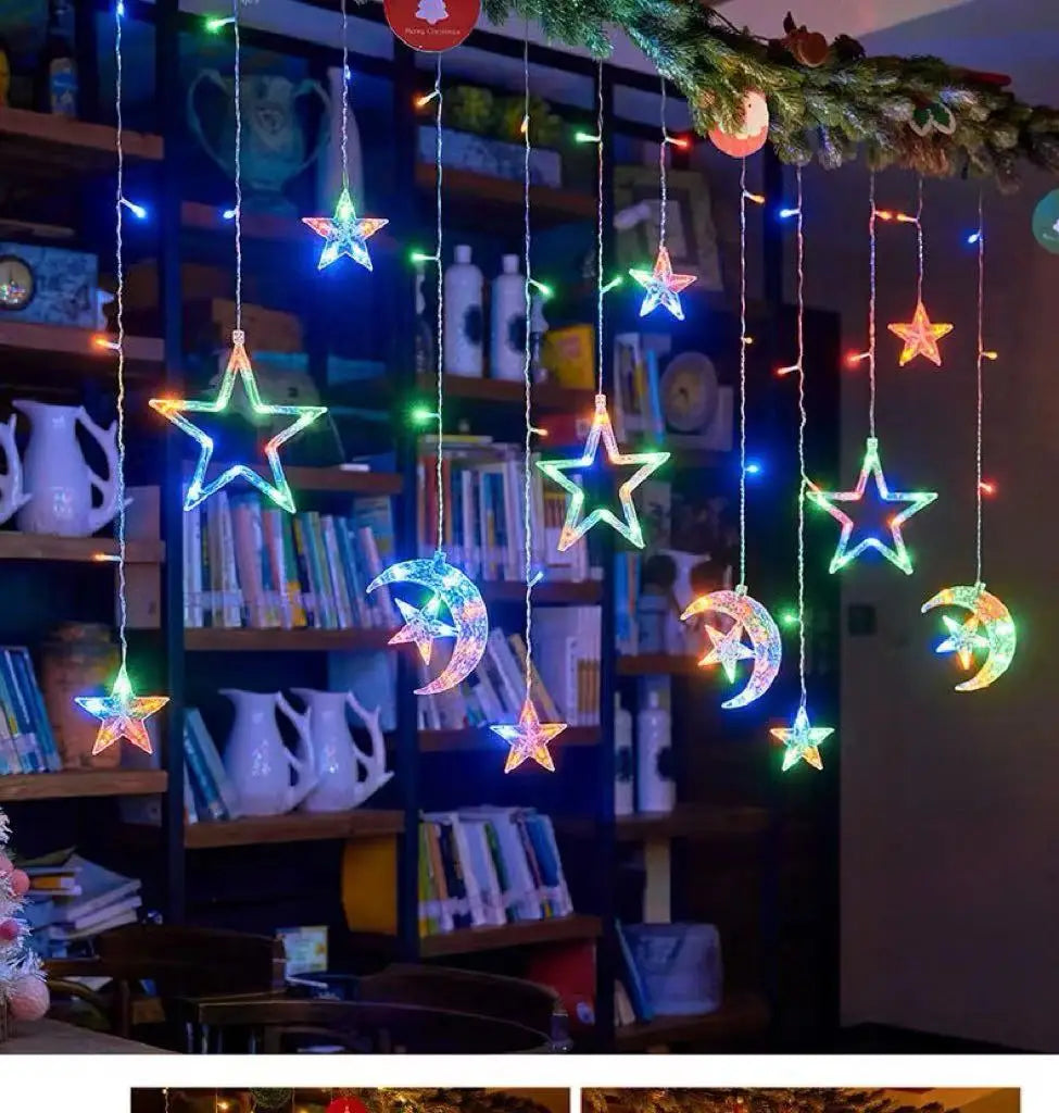 3.5M Eid Moon Star Led Light Ice Column Star String Ramadan Home Decoration Party Moon Star Fairy String Lights Party Supplie