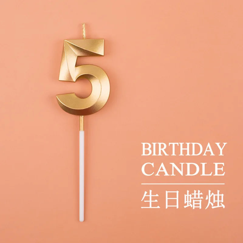 Birthday Digital Cake Candle Opera House Candles Golden Pink Blue Diamond Number Birthday Party Candles Creative Decoration