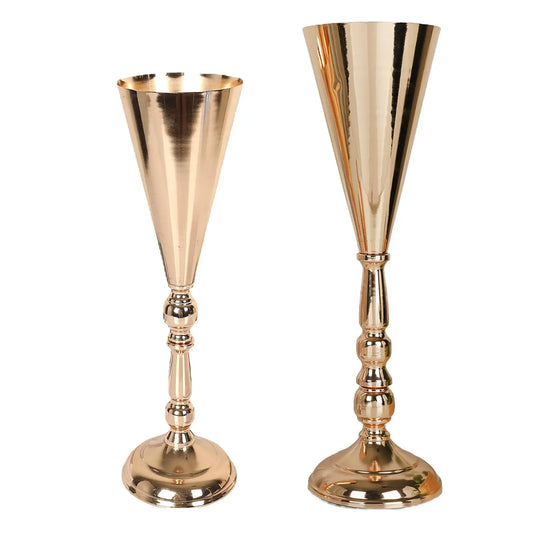 Wedding Flower Trumpet Vase Golden Decorative Modern Centerpieces Vase Metal for Party Anniversary,Ceremony, Birthday, Dinner
