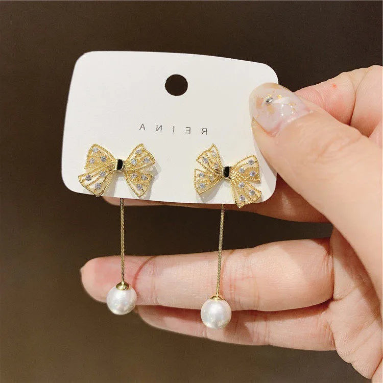Korean Fashion Emerald Crystal Dangle Earrings for Women Trendy Gold Color Hollow Stud Earring Birthday Gifts Pendientes Mujer