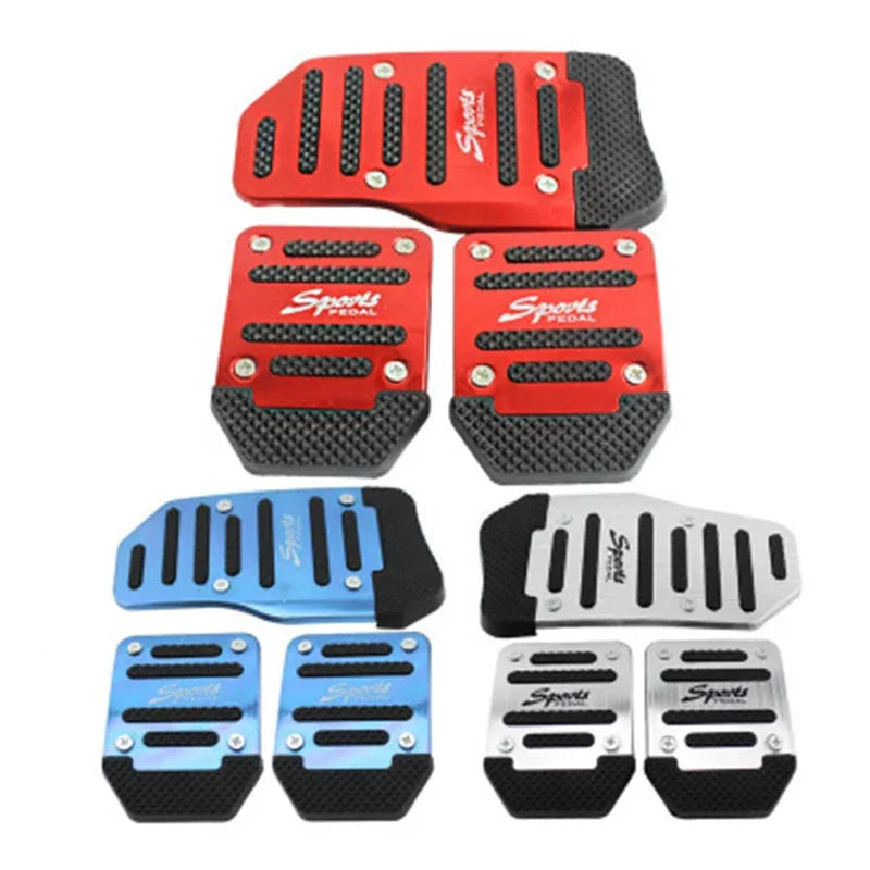 Universal Aluminum Automatic Transmission Car Pedal Cover Brake Fuel Gas Foot Pad Set Kit Pedals Red Blue Silver Non-Slip Tools